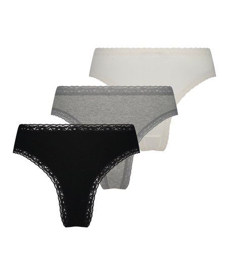 Lot de 3 slips br&eacute;silien Classics, Noir