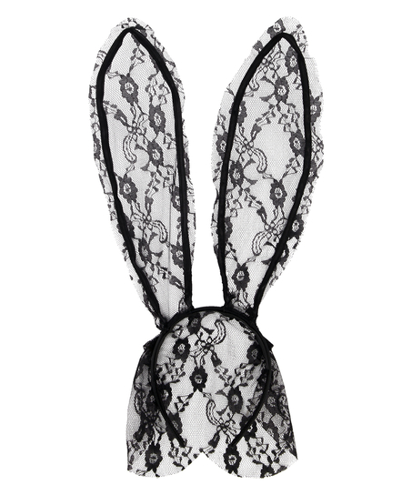 Serre-tête en dentelle Bunny, Noir