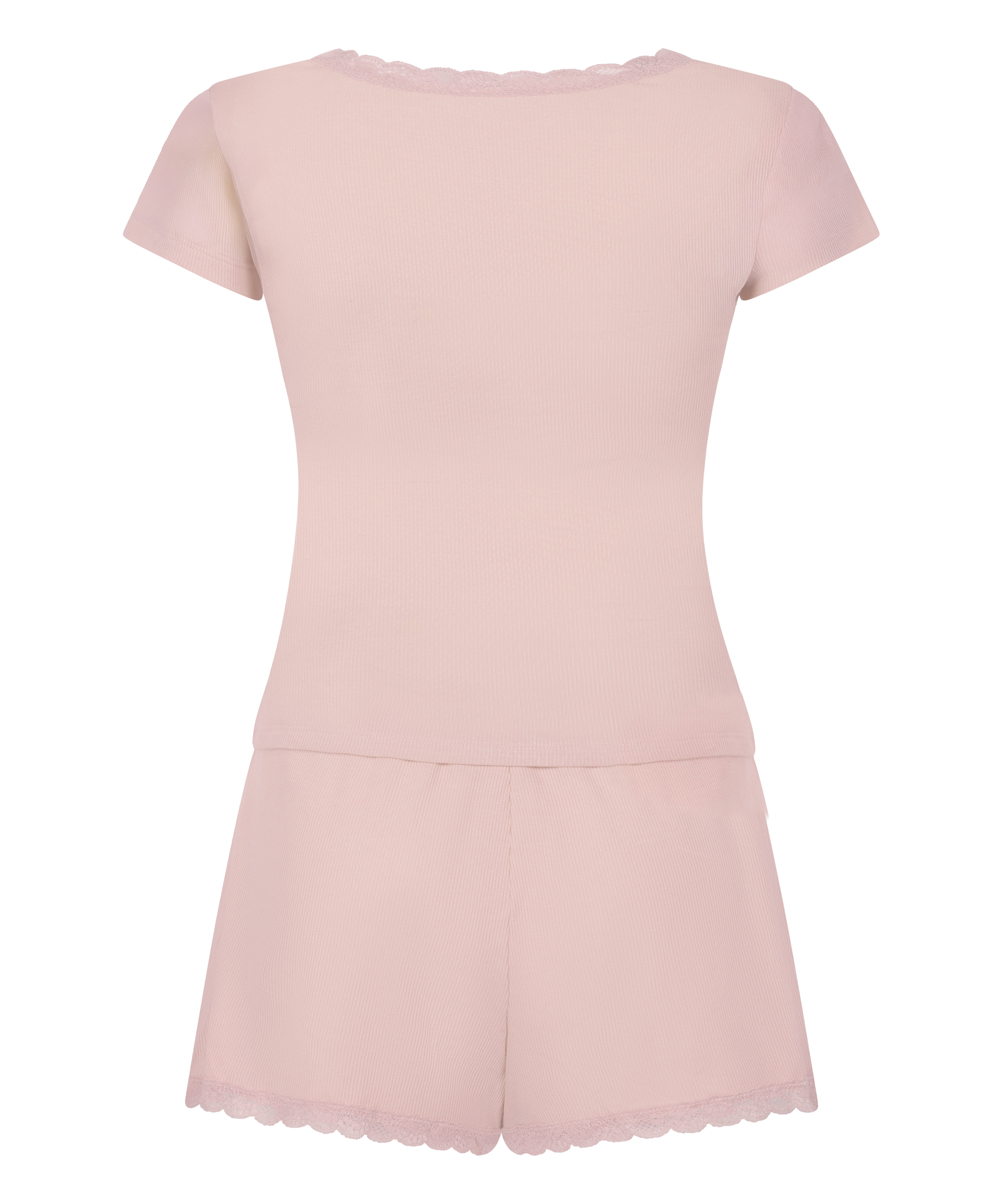 Pyjama dentelle côtelé, Rose, main