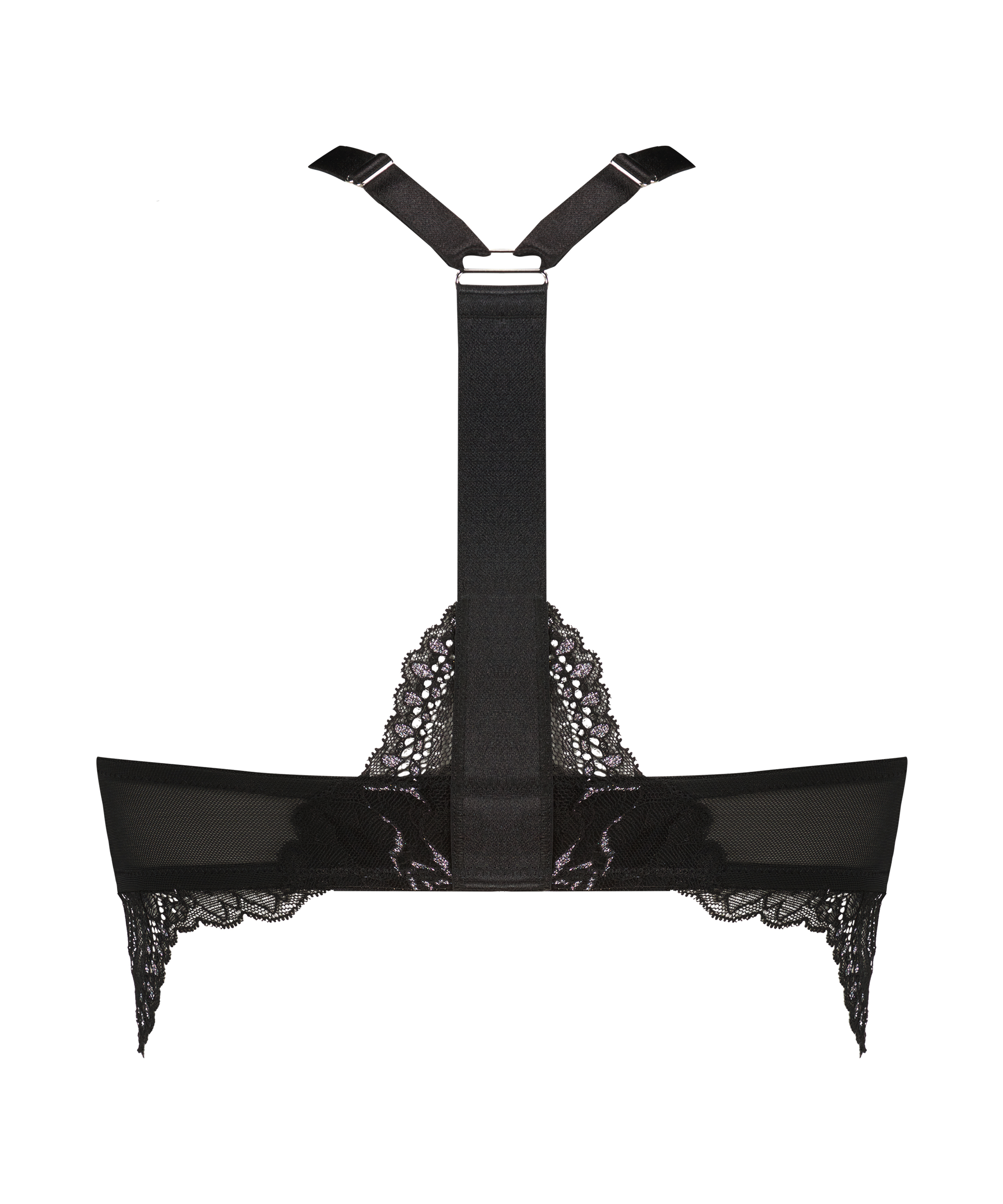 Soutien-gorge pigeonnant Donna Sparkle à armature longue et rembourrée, Noir, main