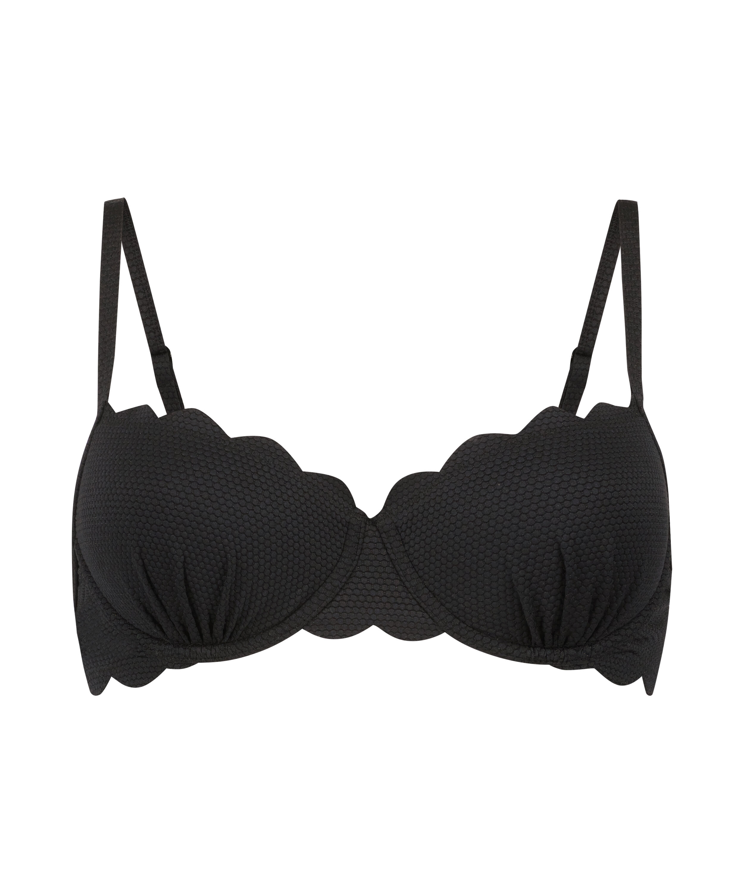 Haut de bikini préformé à armatures Scallop, Noir Haut de bikini préformé à armatures Scallop, Noir