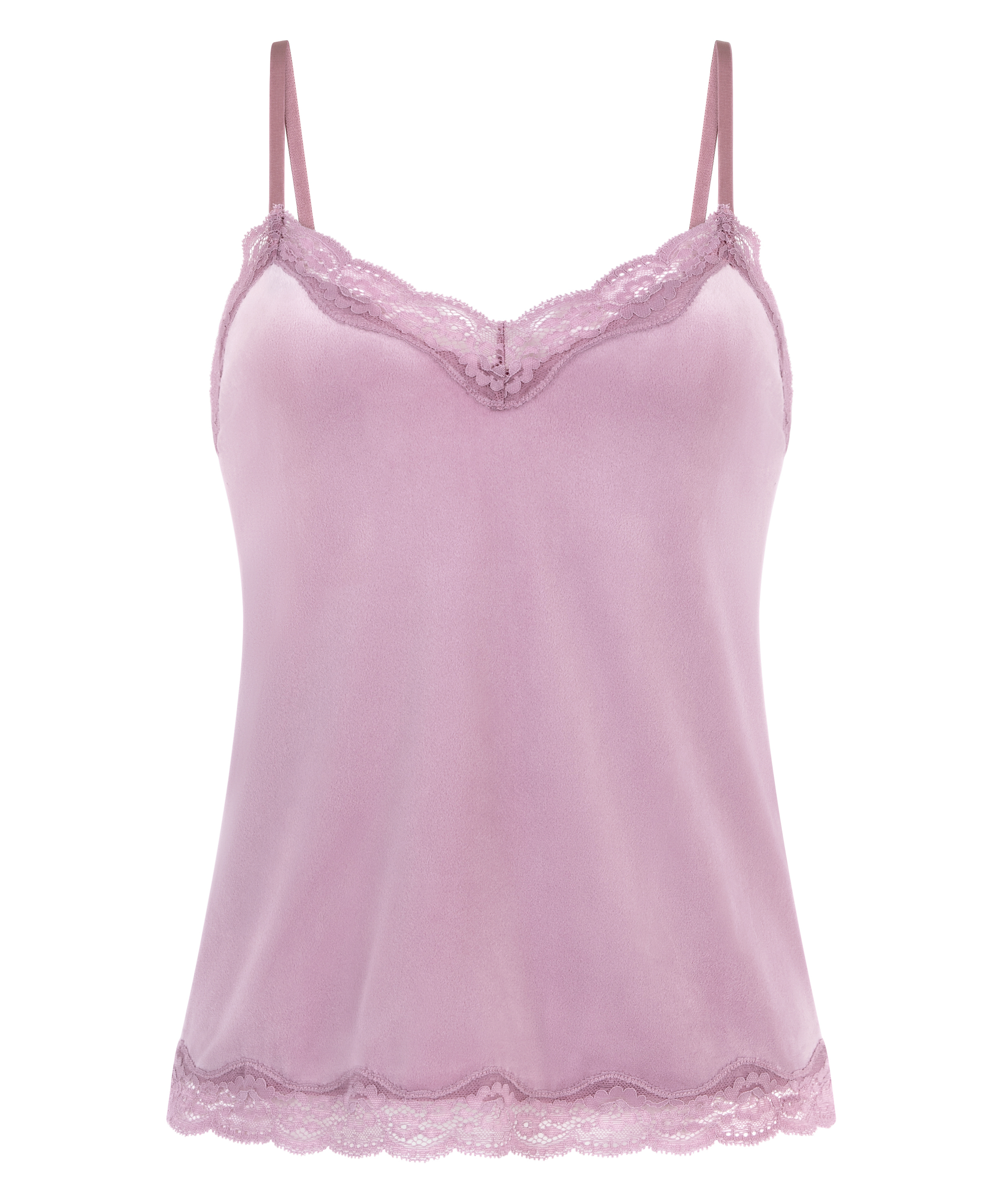 Camisole velours Dentelle, Violet, main