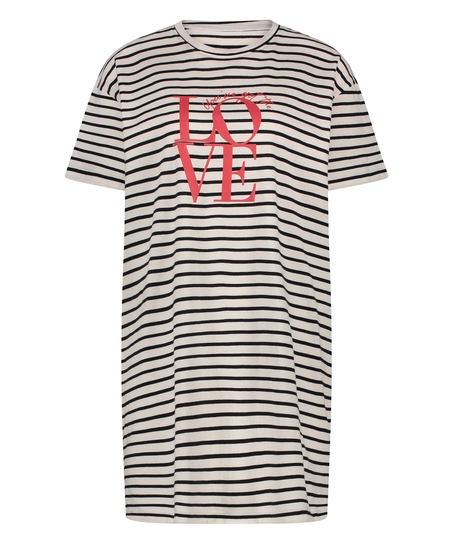 Chemise de nuit à col rond, Noir