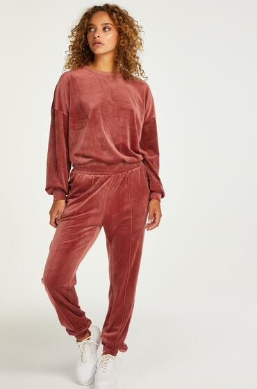 Hunkemöller Pantalon Jogging Velours Pintuck Rose