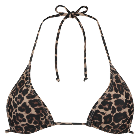 Top de bikini triangle mini Léopard, Marron
