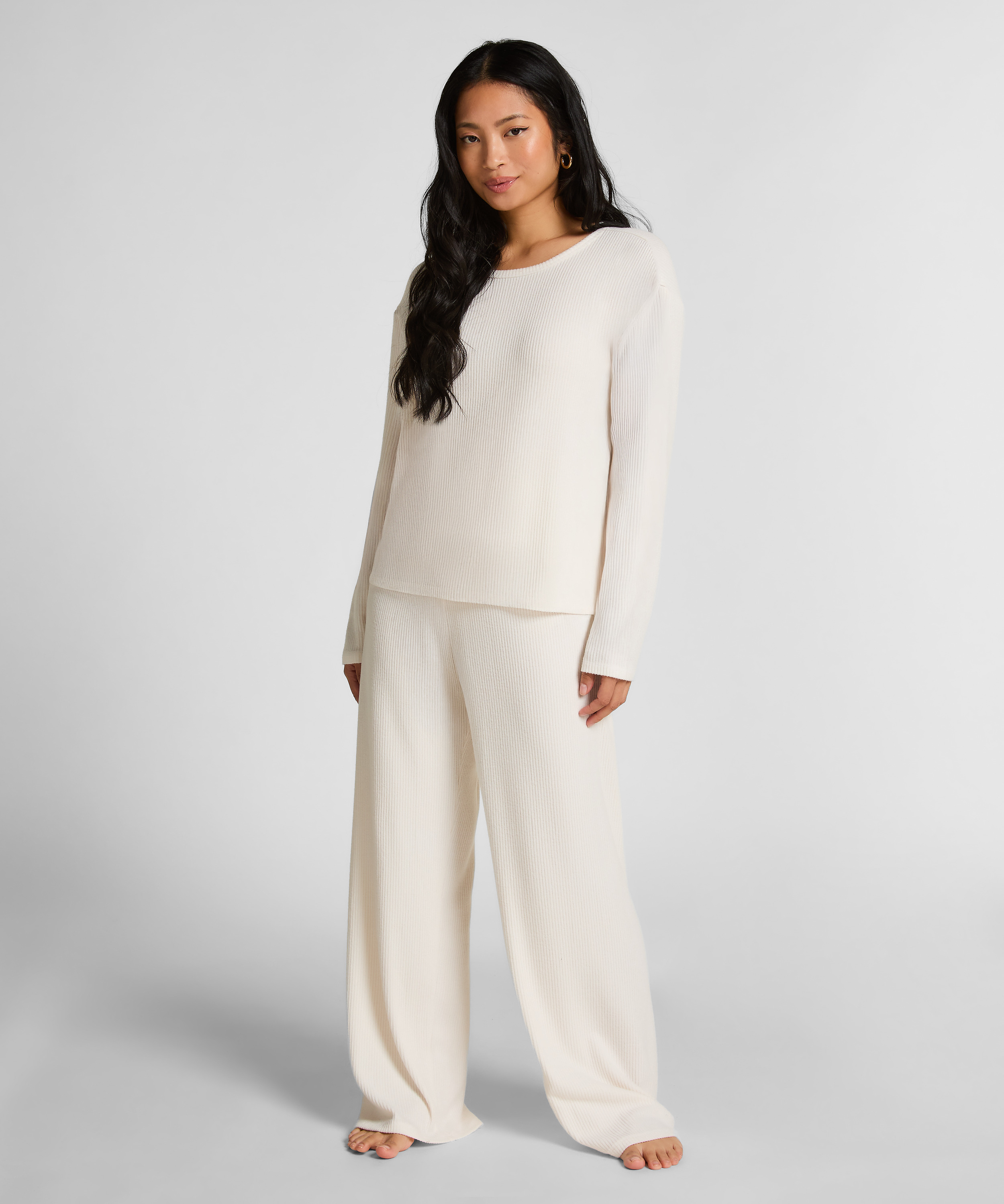 Haut de pyjama Jersey, Blanc, main