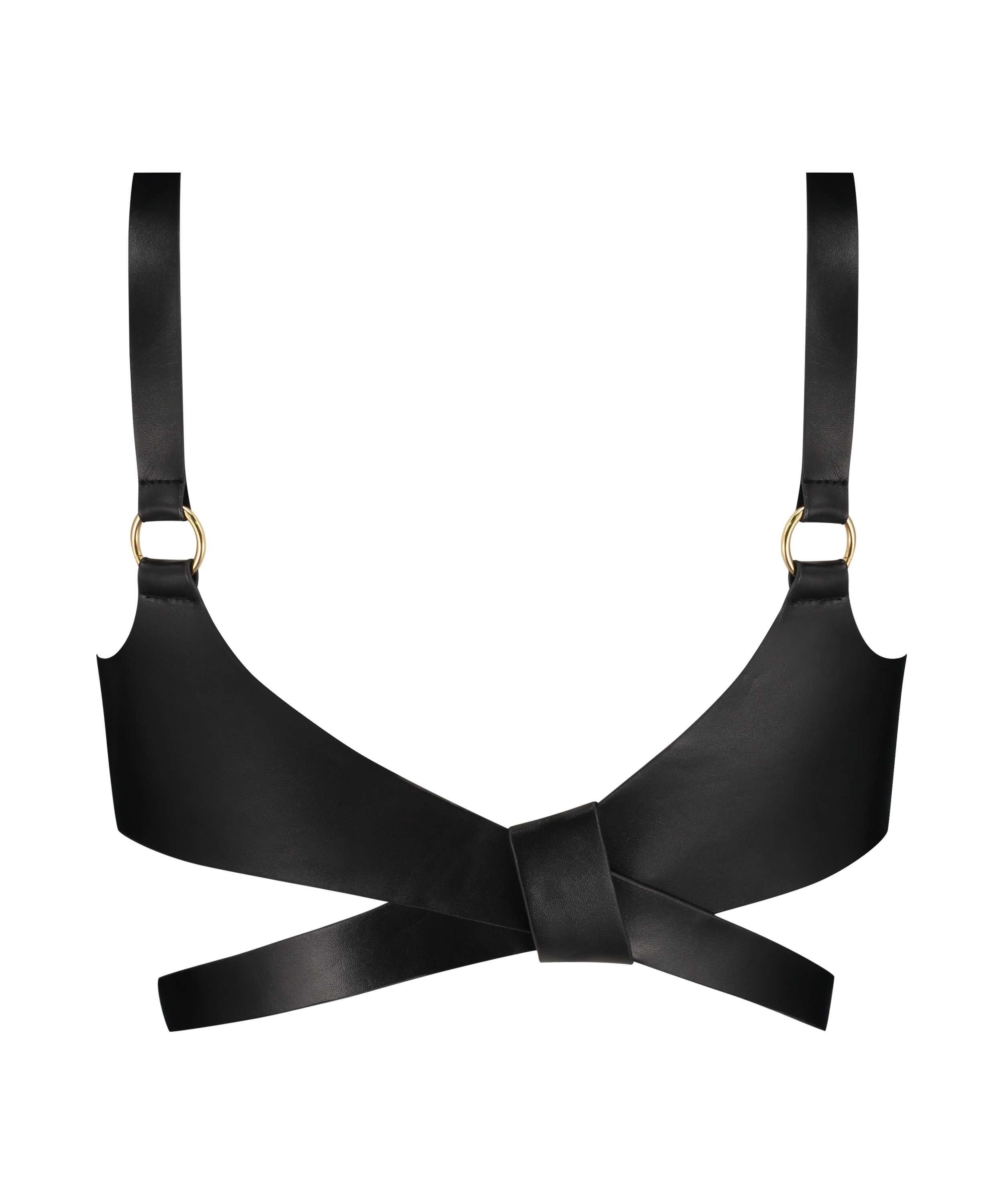 Brassière bandeau en cuir synthétique, Noir, main