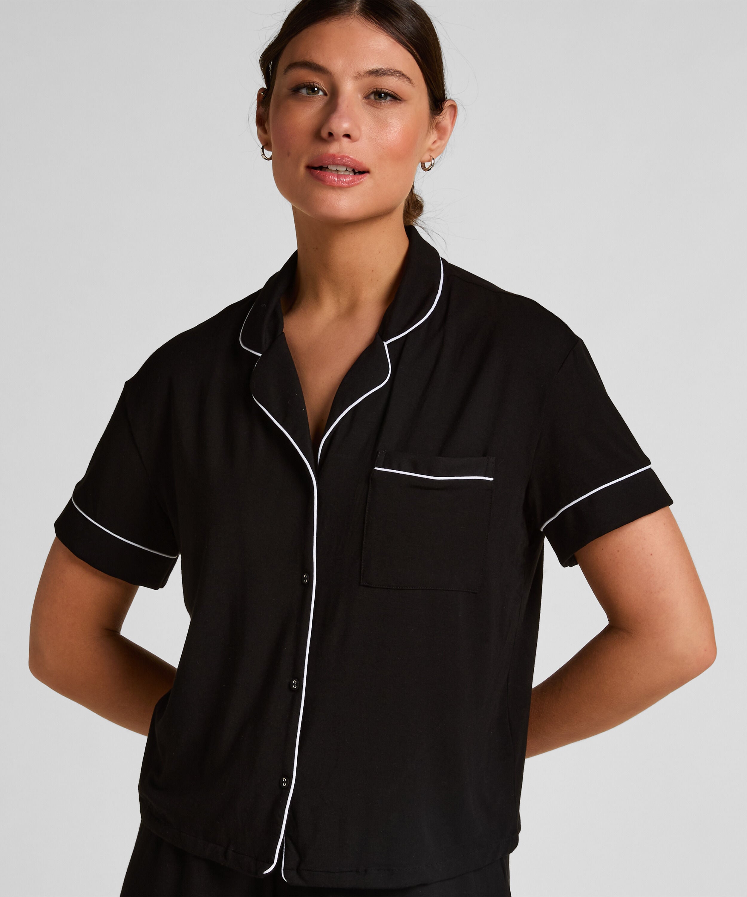 Chemise de pyjama Jersey Essential, Noir