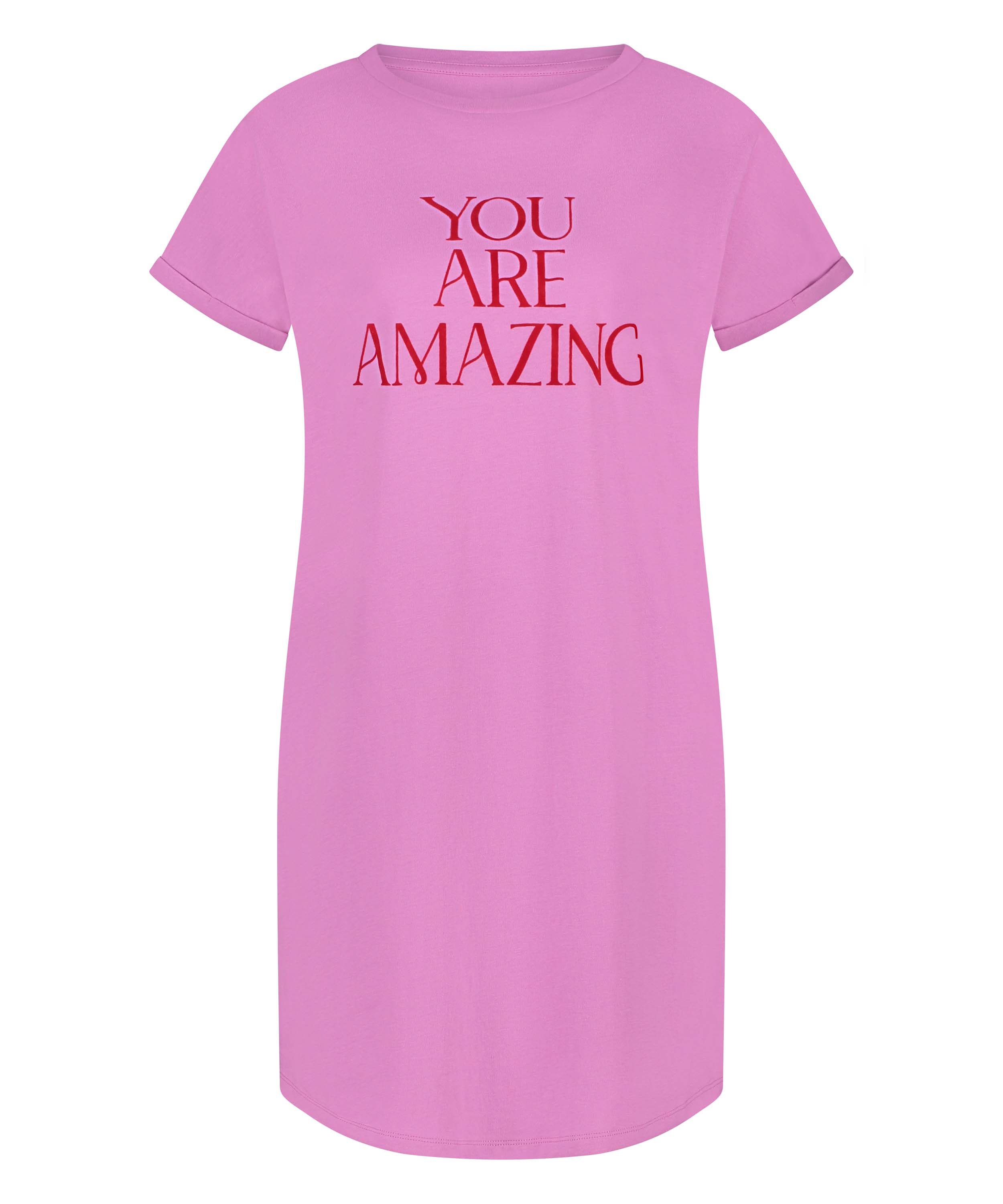 Chemise de nuit à col rond, Rose, main