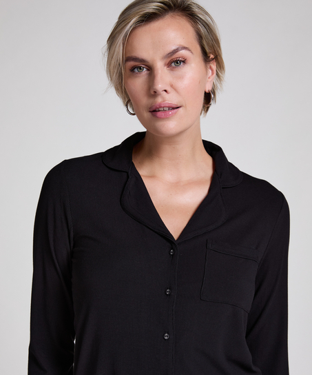 Chemise côtelée Essential, Noir