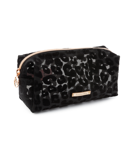 Trousse de maquillage mesh Leopard, Noir