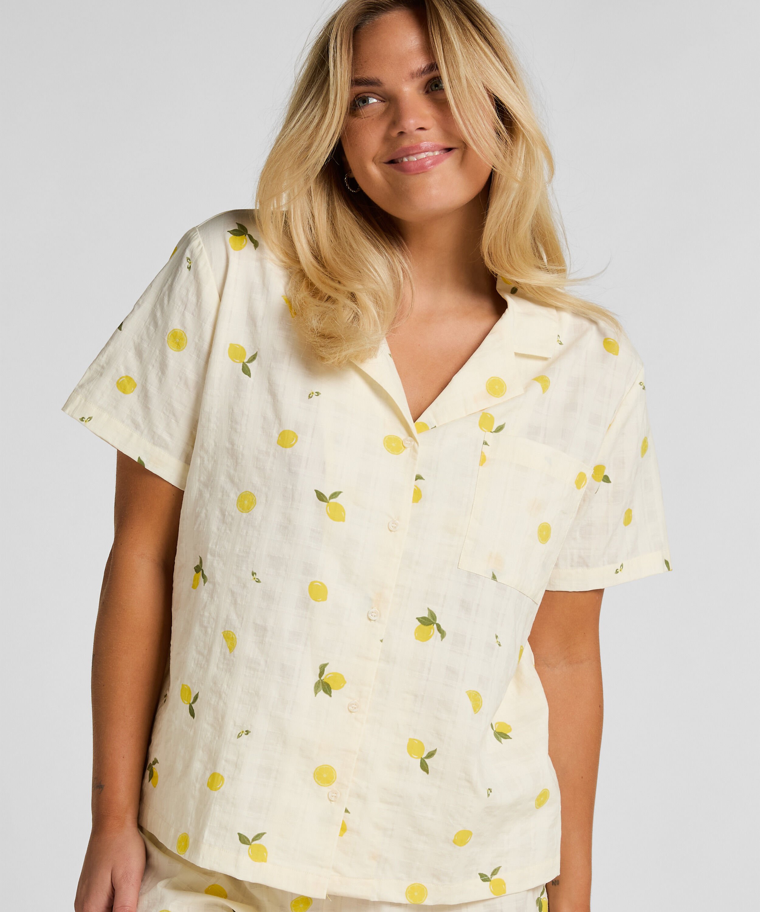 Veste de Pyjama Citron, Blanc