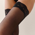 Bas Autofixants 30 Denier Dentelle Anti Ladder, Noir