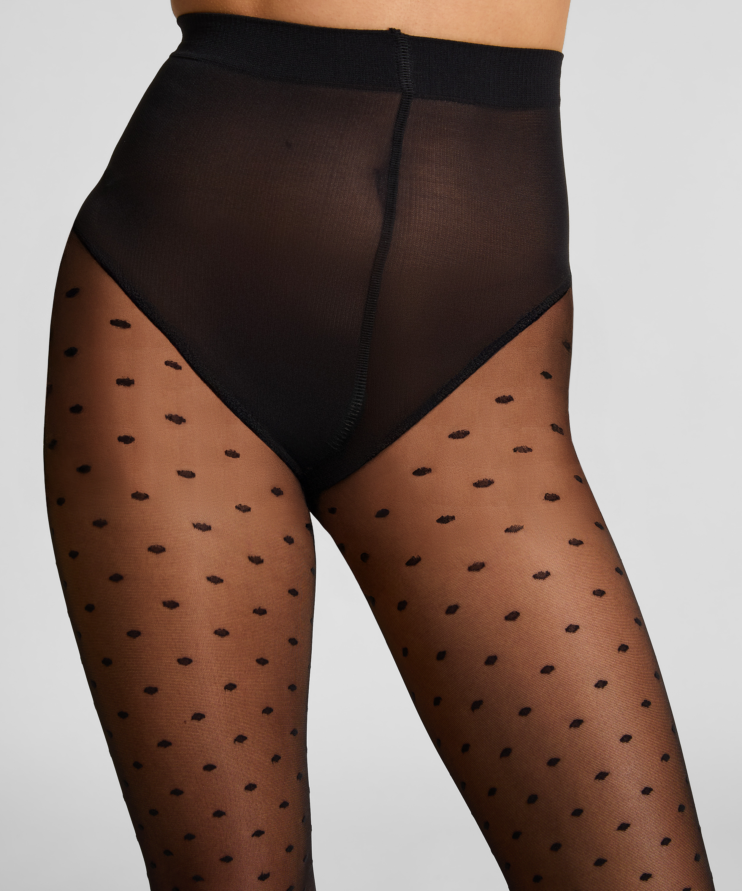 Collants 15 Deniers Pois Anti-Filage, Noir, main