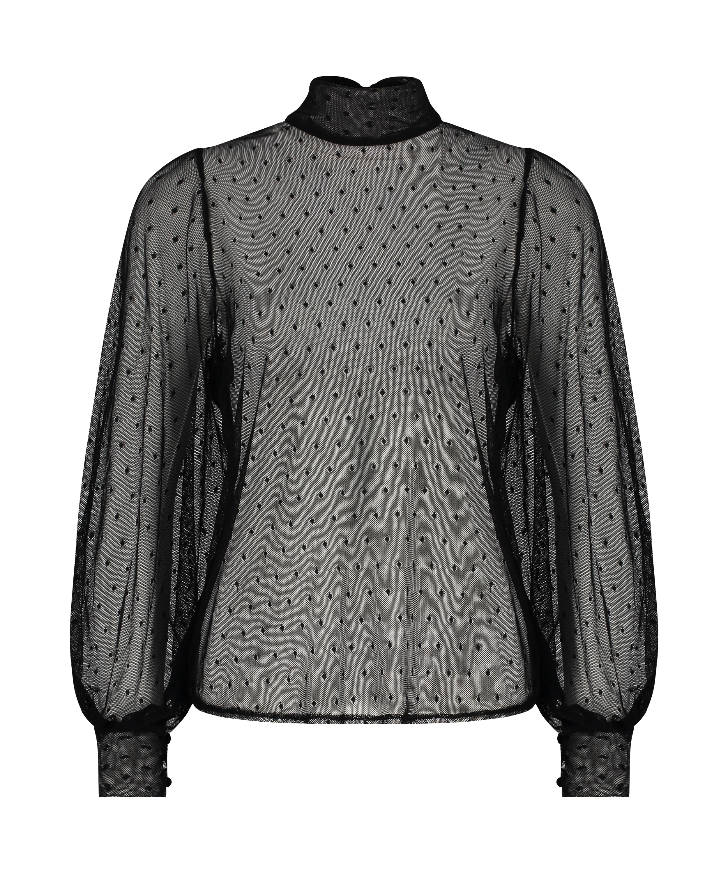 Top en dentelle, Noir, main