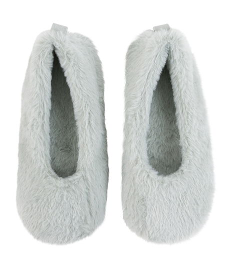 Ballerines en fausse fourrure, Vert