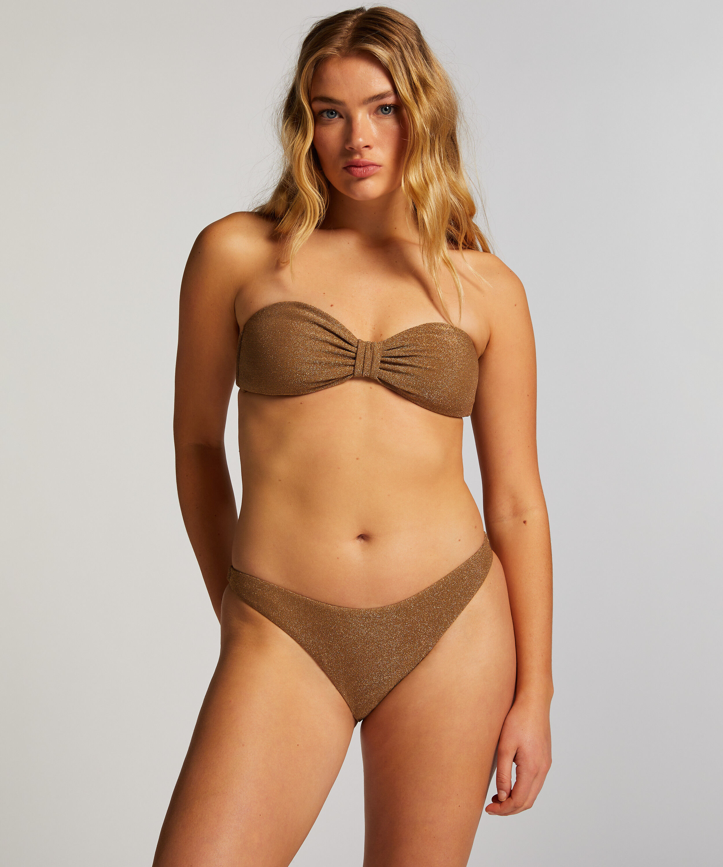 Slip de Bikini Échancrés Goldie Shimmer, Jaune