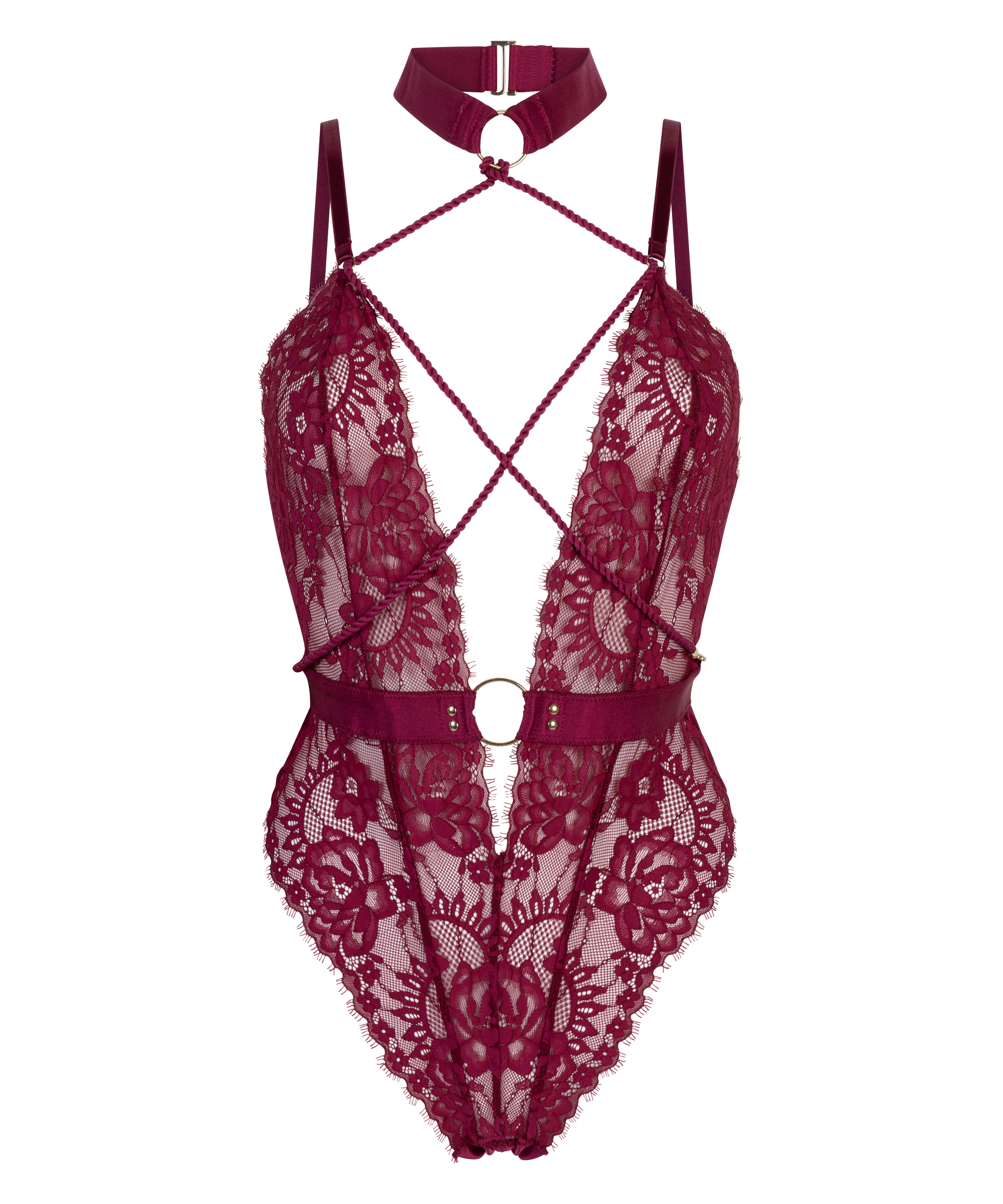 Private body entrejambe ouvert Brandy, Rouge, main