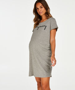T-shirt de nuit grossesse &agrave; manches courtes, Gris