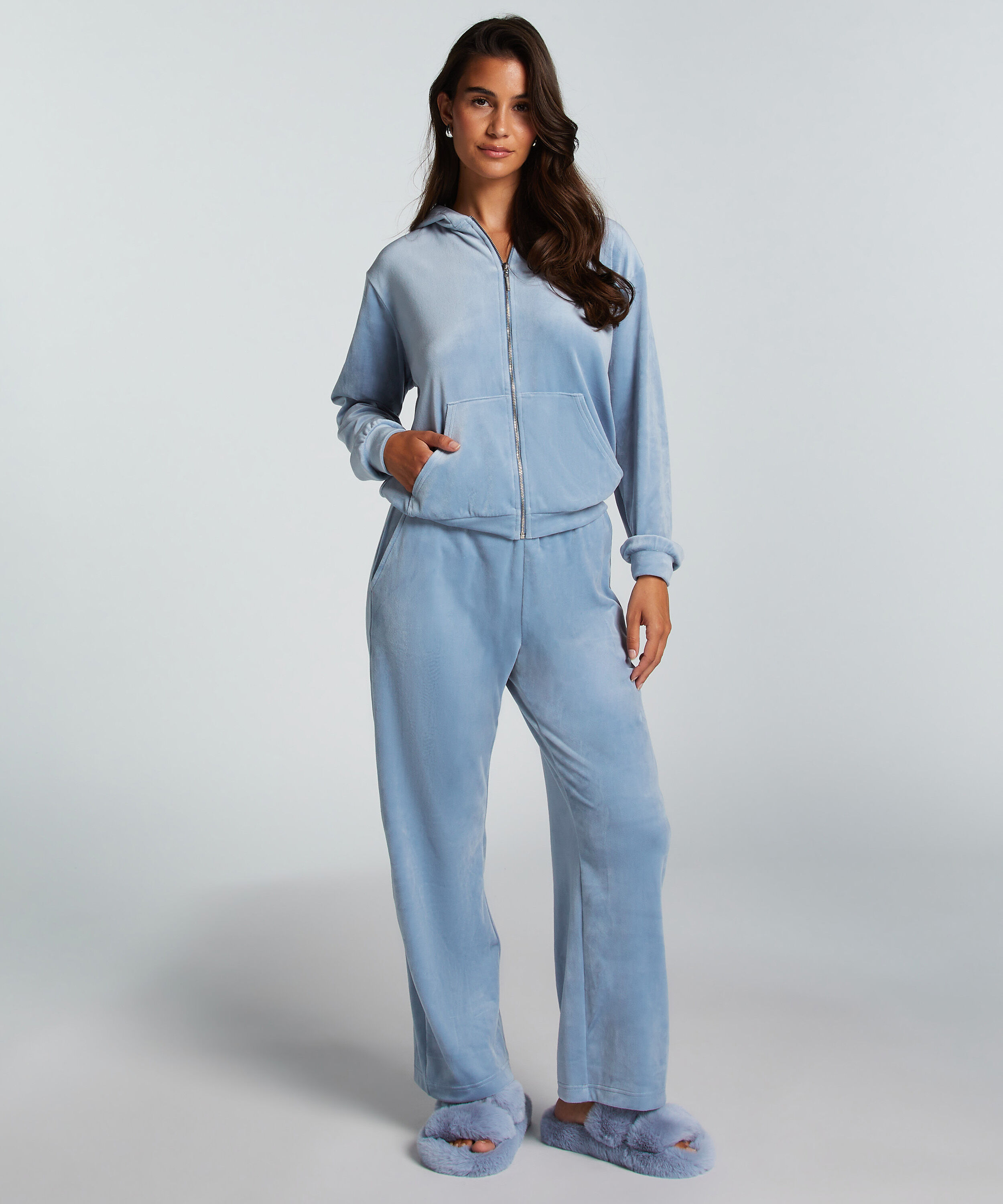Pantalon de pyjama velours, Bleu