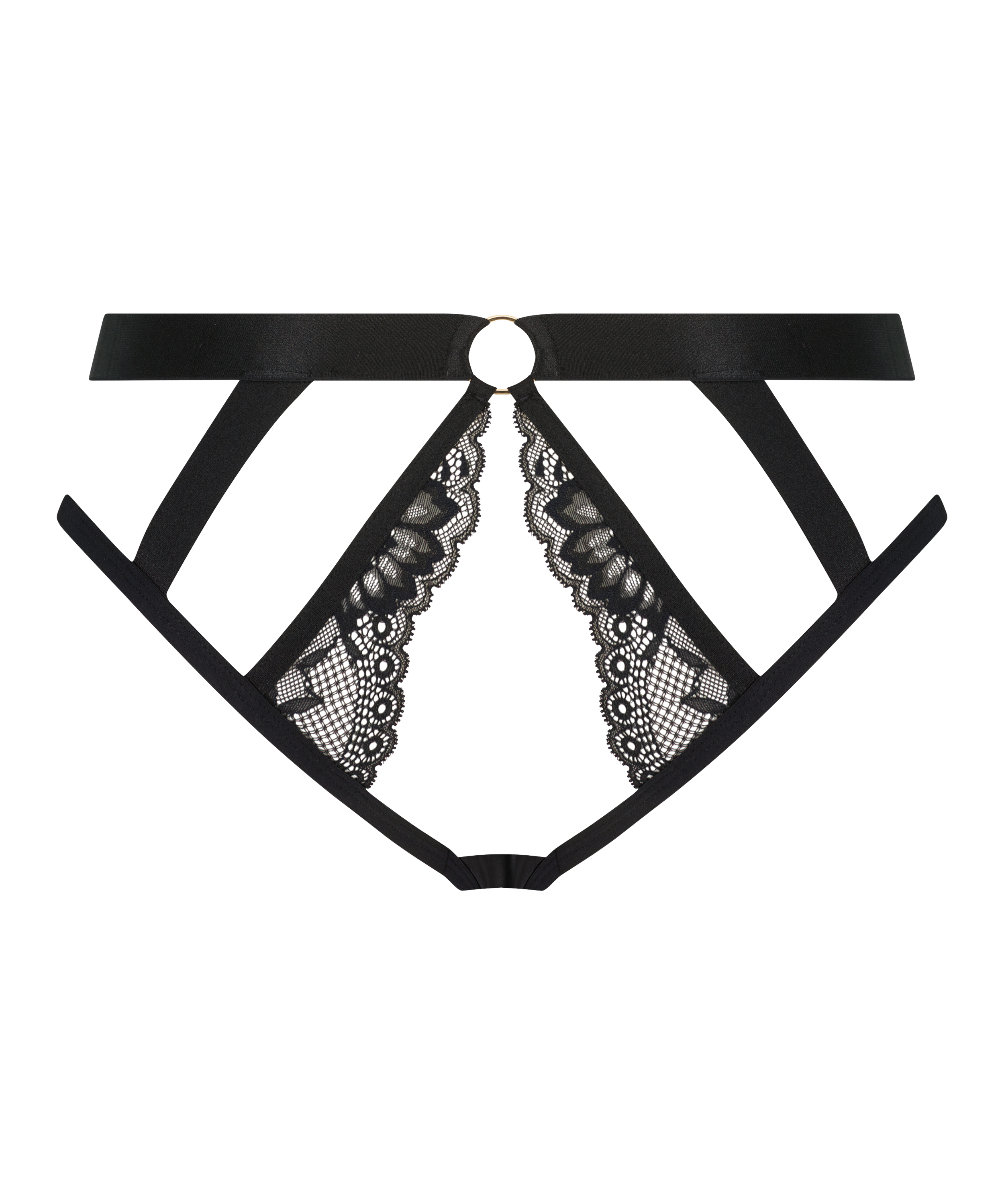 Slip brésilien ouvert Clementine, Noir, main