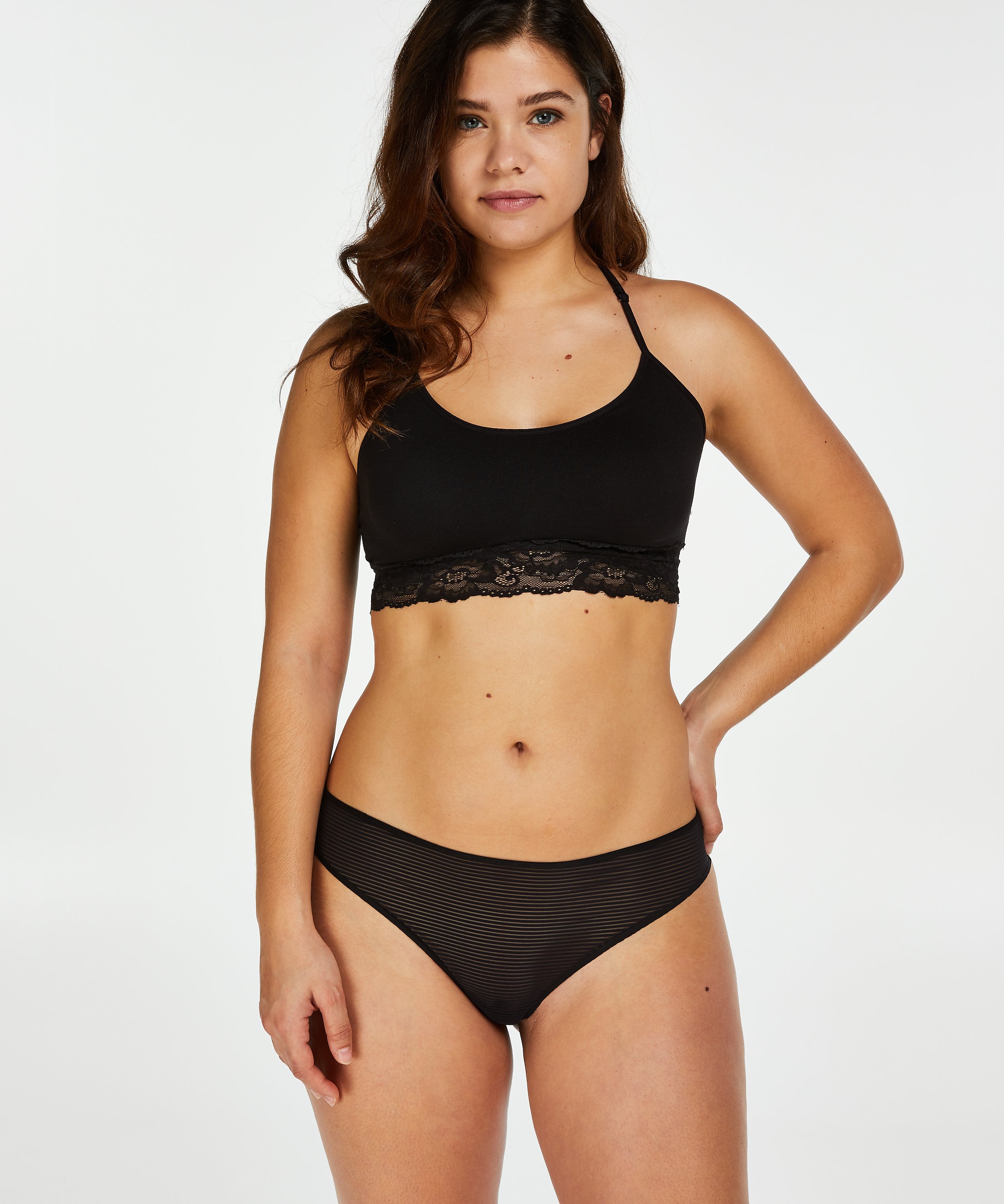 Invisible string Stripe mesh, Noir, main