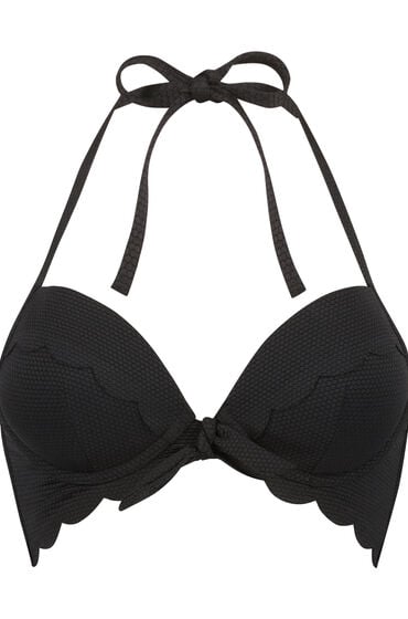 Hunkemöller Haut de bikini a armatures a effet push-up preforme Scallop Taille A - E Noir