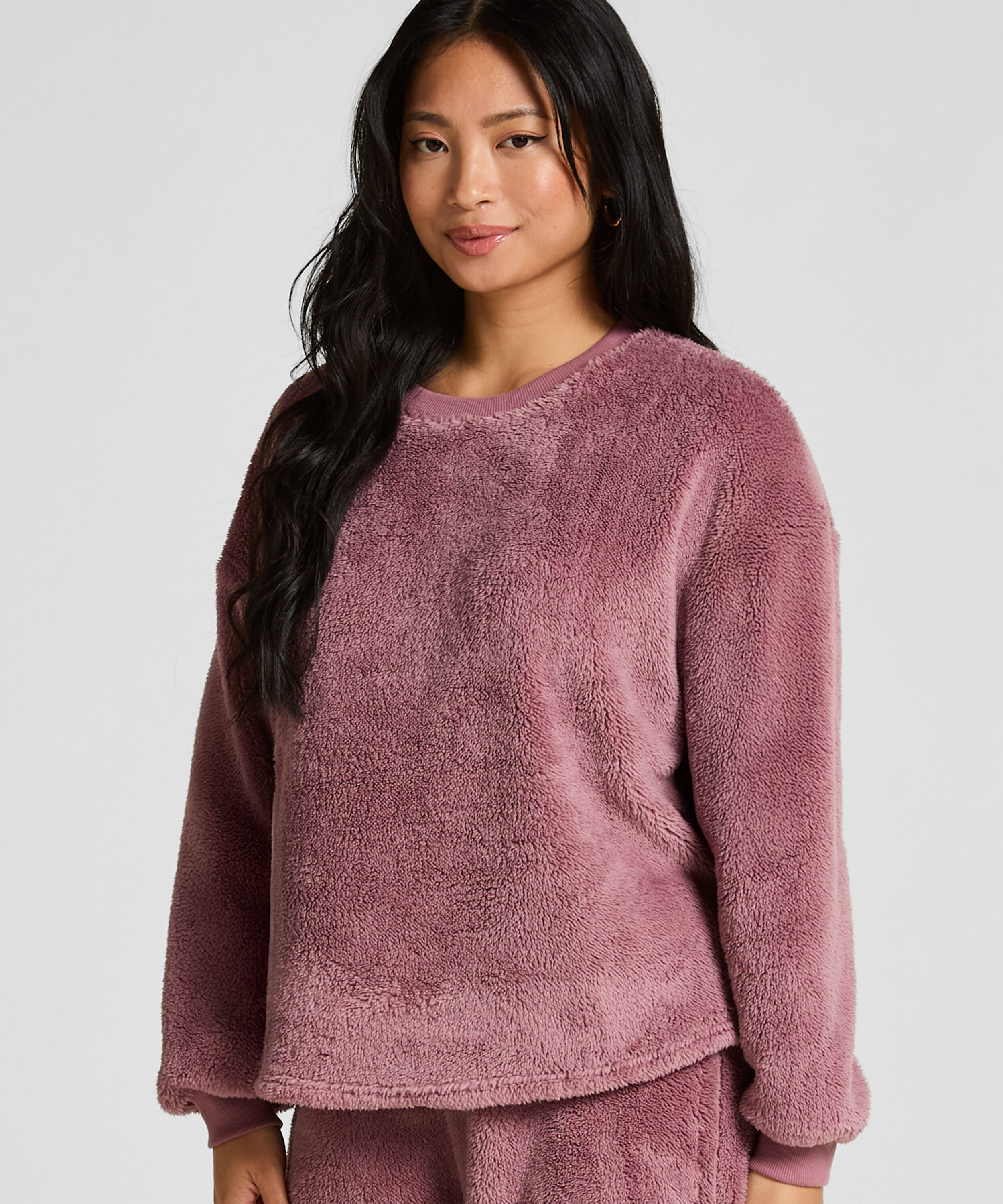 Top à manches longues Fluffy Fleece, Rose