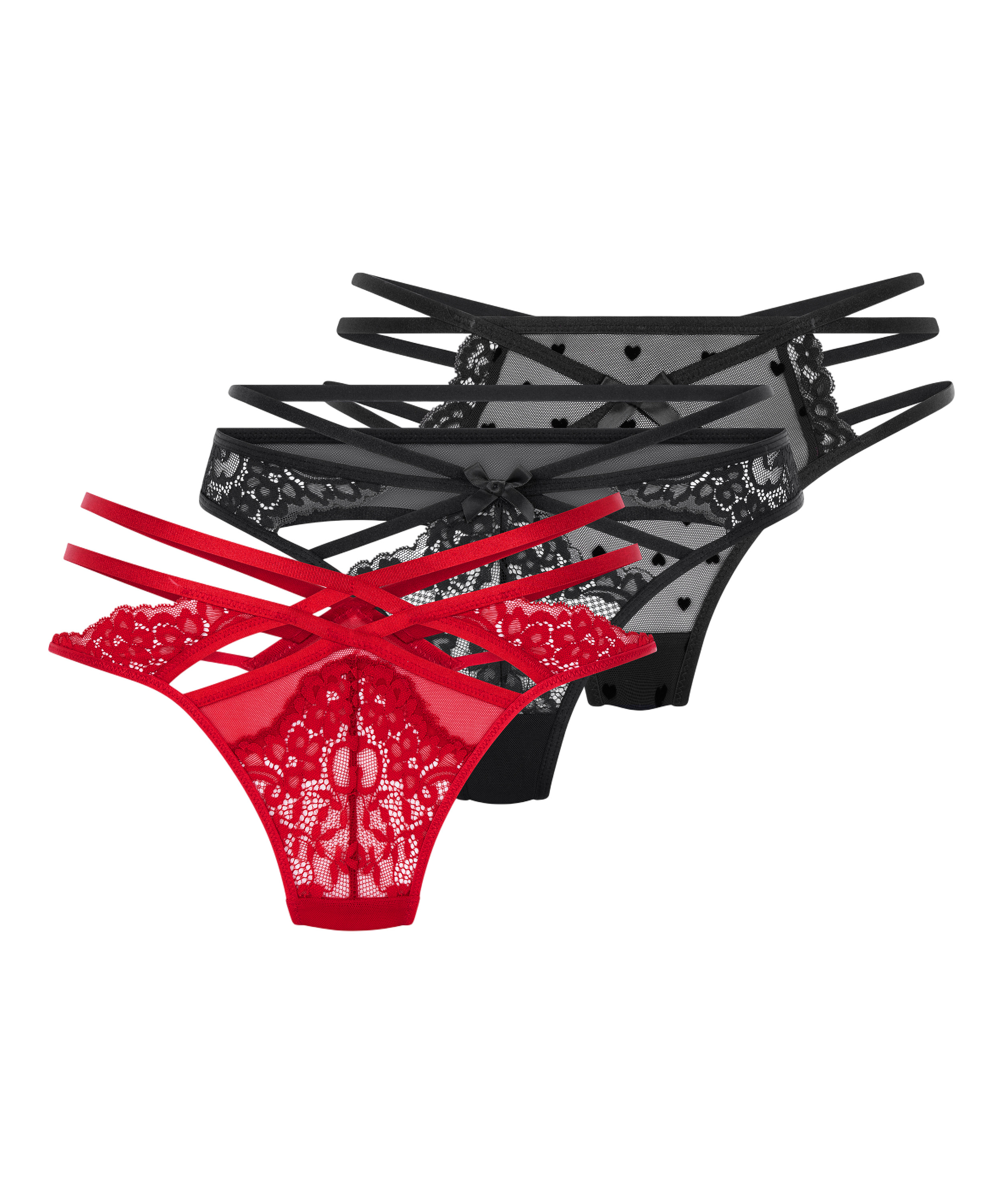 Pack de 3 strings, Rouge, main