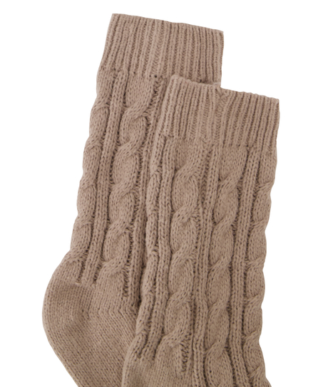 1 paire de chaussettes tricot&eacute;es, Beige