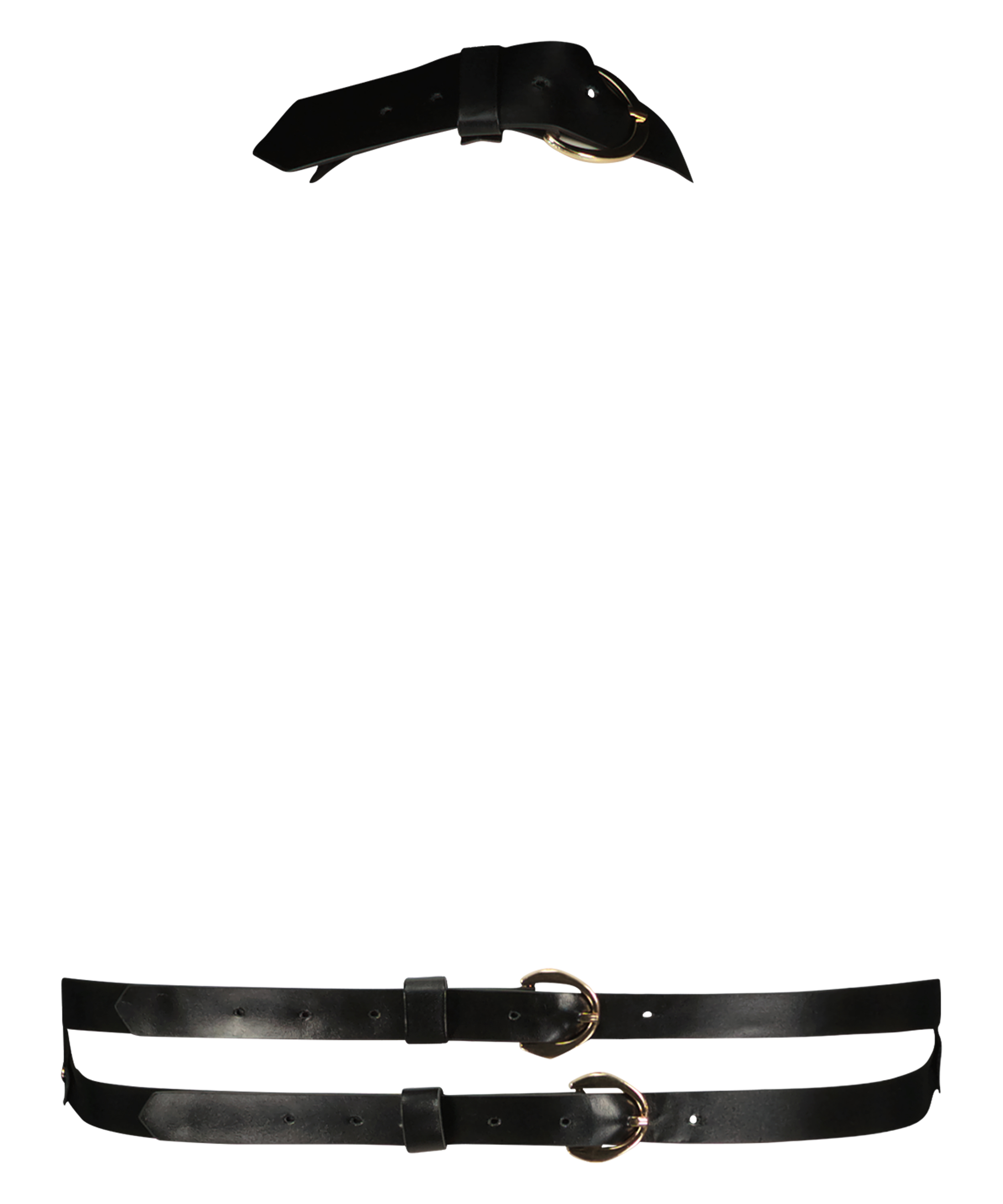 Brassière en faux cuir, Noir, main