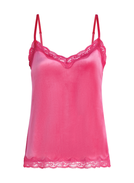 Camisole velours Dentelle, Rose