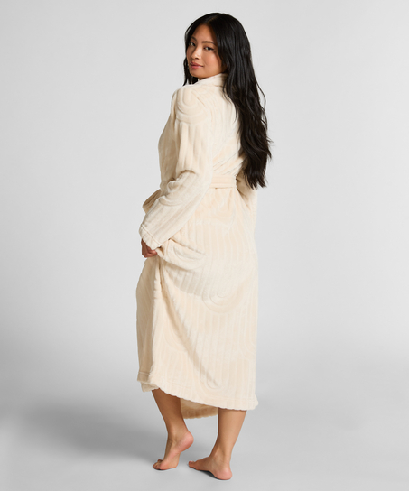 Robe de chambre longue en Fleece, Blanc