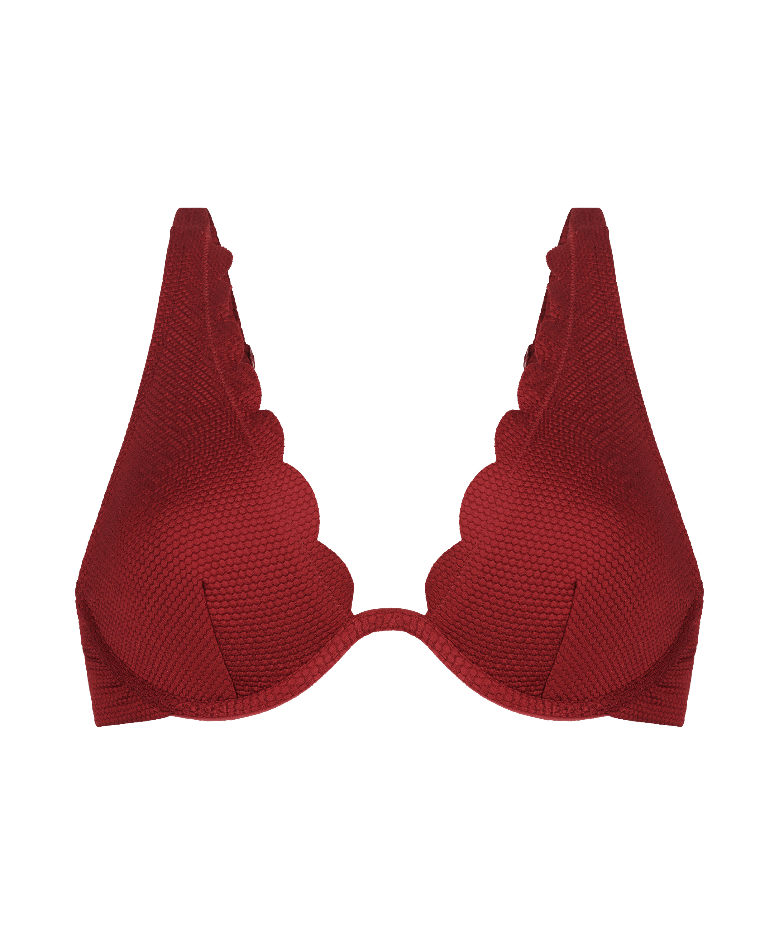 Haut de bikini à armatures non rembourré Scallop, Rouge, main