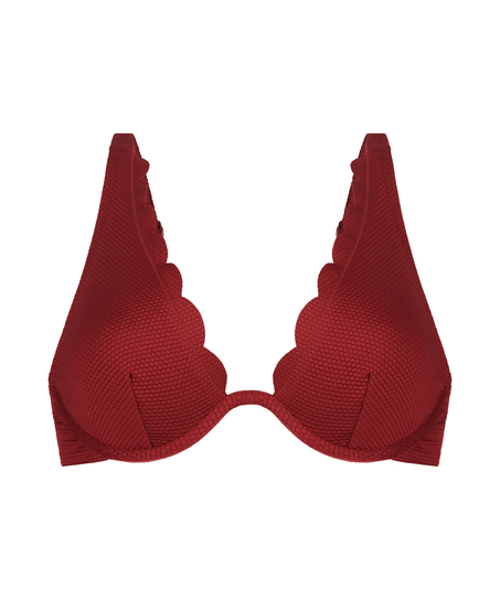 Haut de bikini à armatures non rembourré Scallop, Rouge