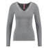 Top &agrave; col en V et manches longues, Gris
