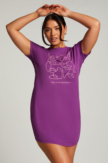hunkemöller chemise de nuit à col rond violet