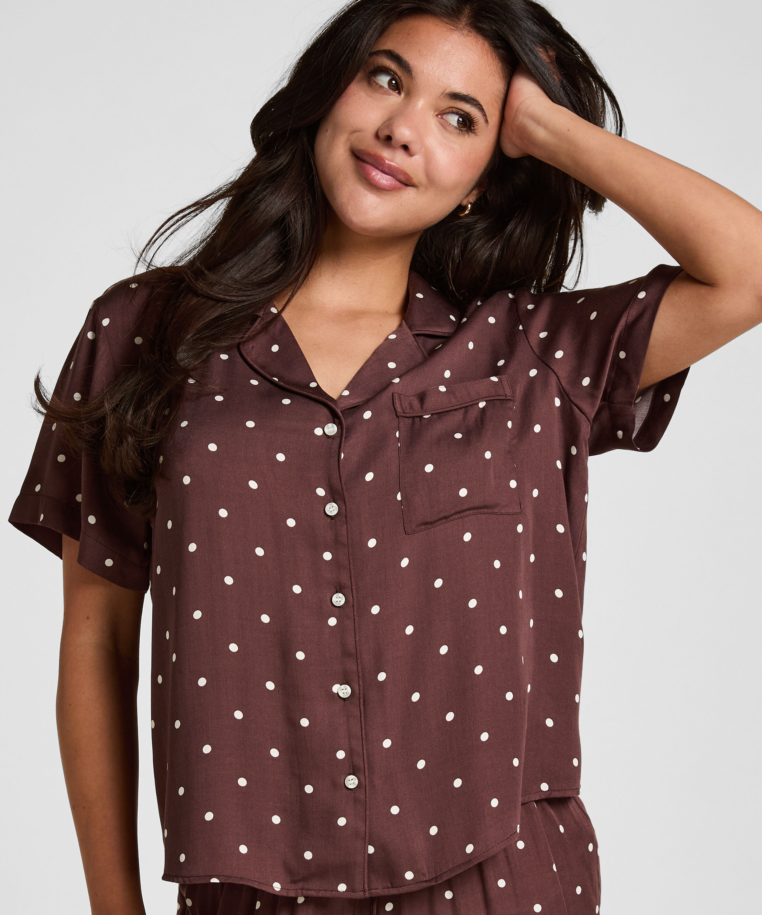Veste de pyjama Satin, Marron Veste de pyjama Satin, Marron