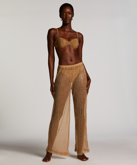 Pantalon de plage brillant Goldie, Jaune