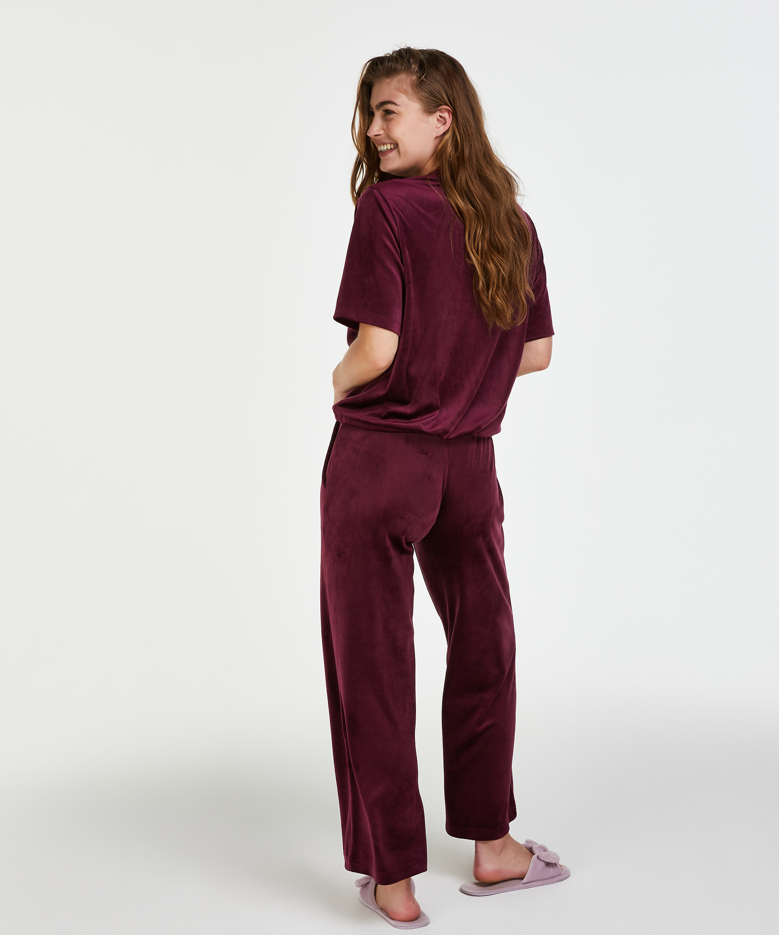 Pantalon de pyjama Velours, Rouge, main