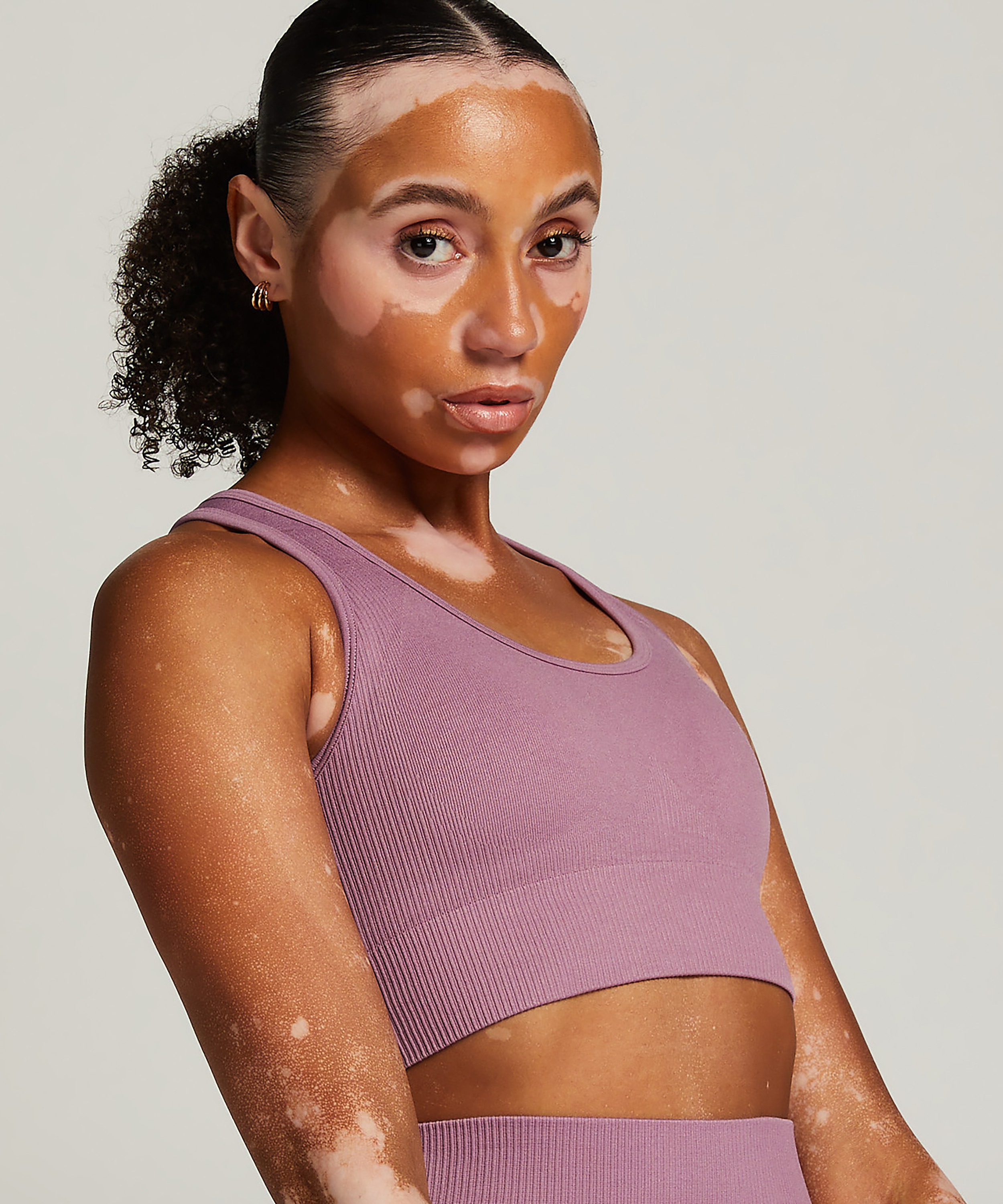 HKMX Soutien-gorge de sport sans couture, Violet, main