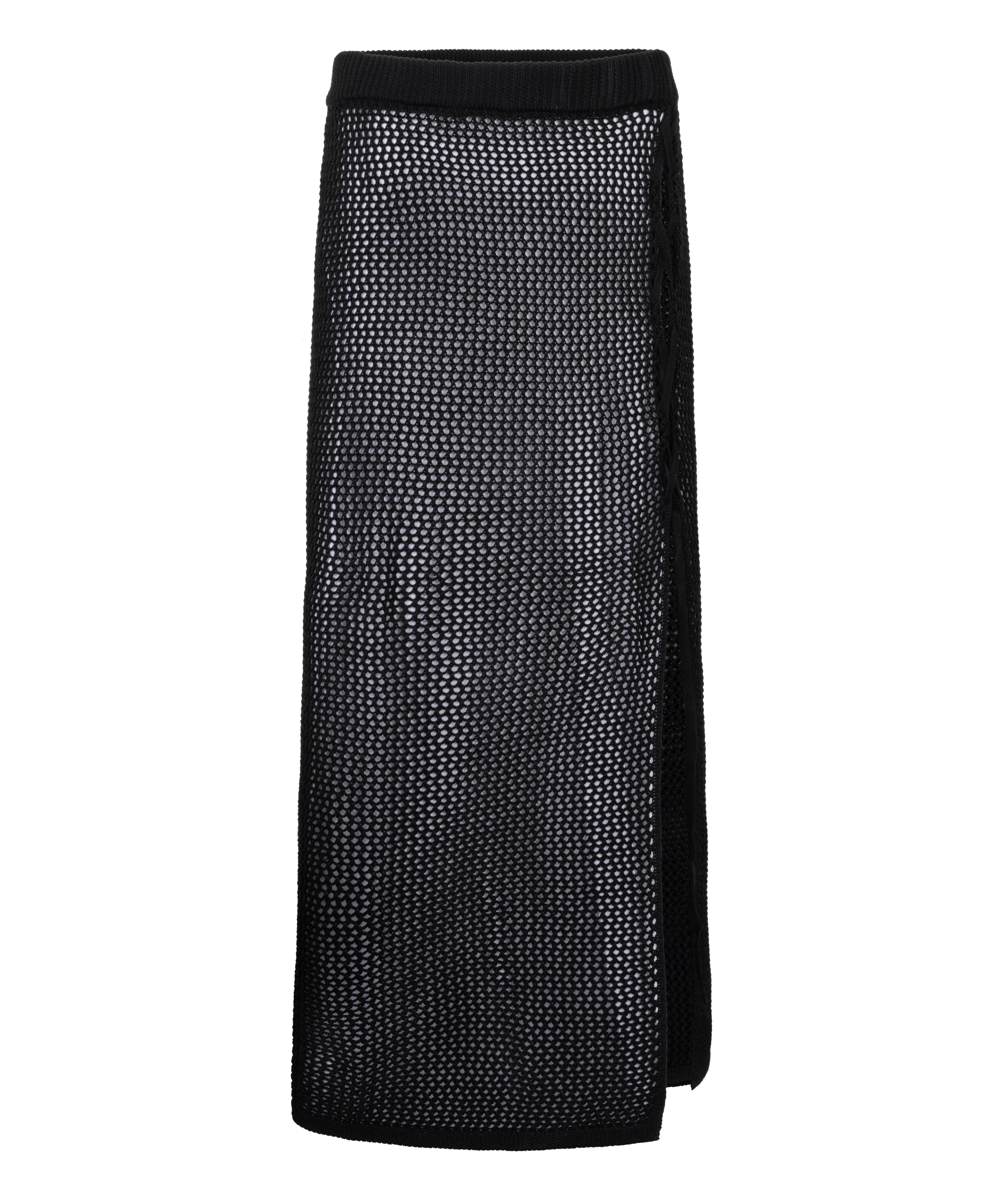 Jupe midi en crochet, Noir, main