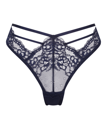 Slip brésilien échancré Clara, Bleu