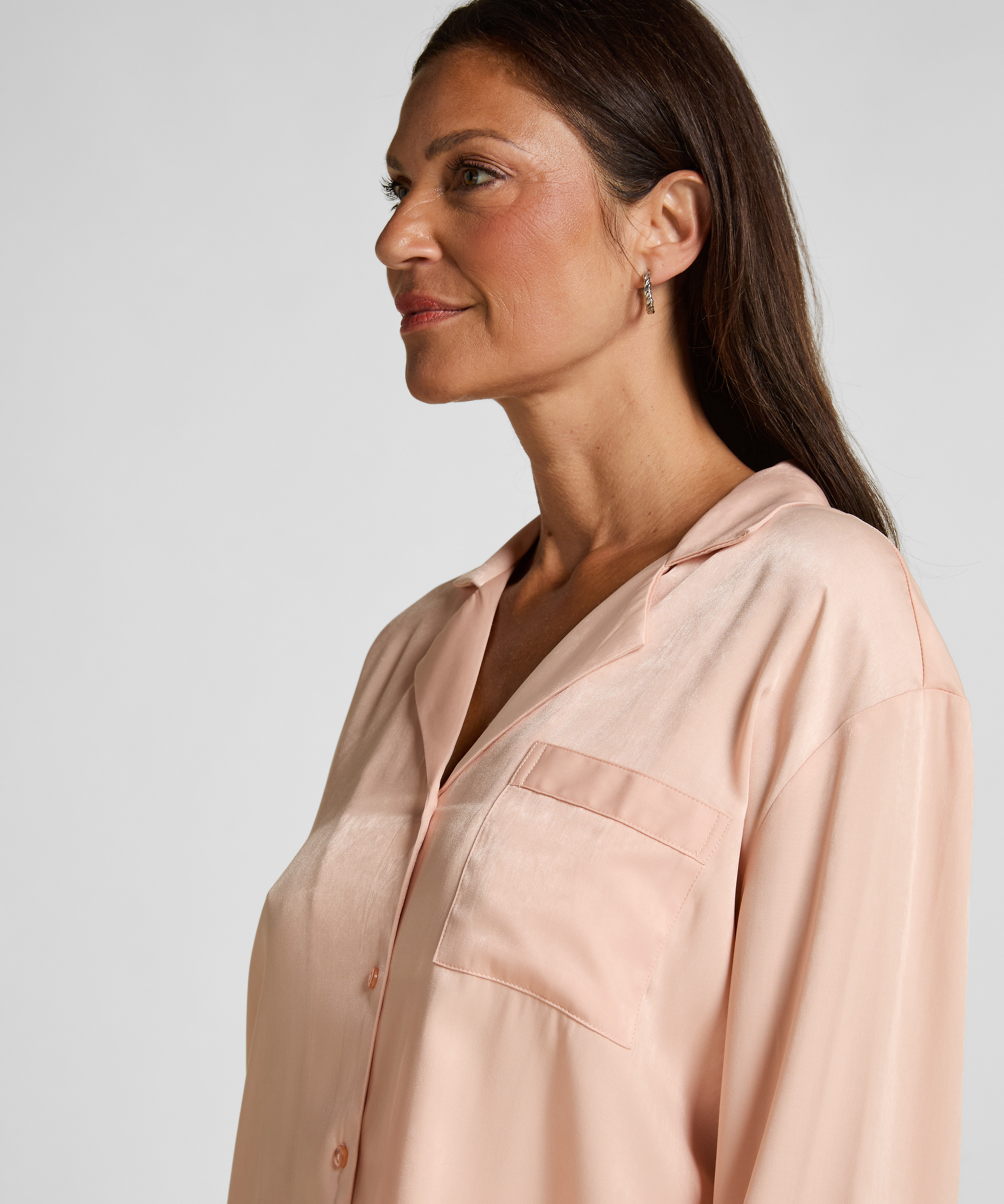 Veste à manches longues Satin Ayla, Rose, main