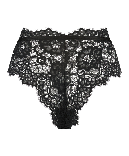 Slip brésilien jambe haute Marilyn, Noir