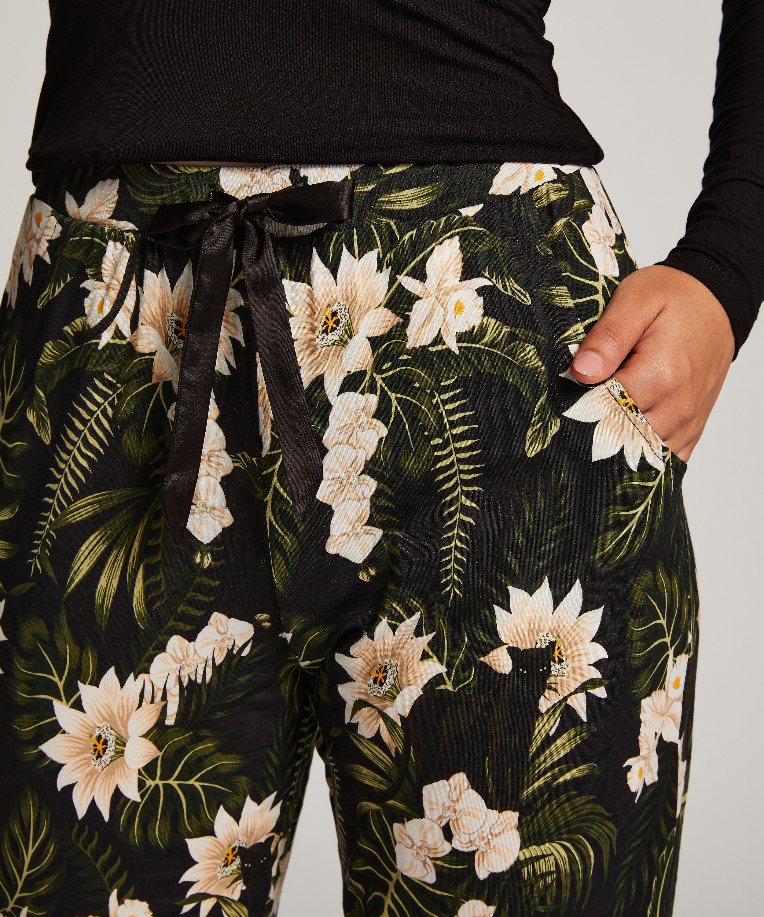 Pantalon de pyjama Jersey, Noir, main