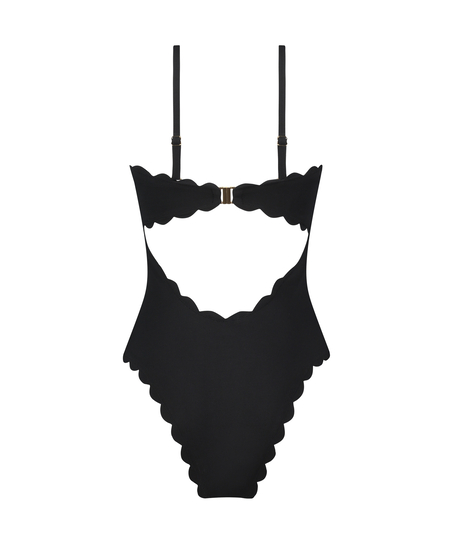 Maillot de bain Bandeau Scallop, Noir