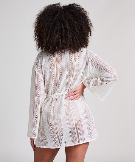 Caftan de plage en crochet, Blanc