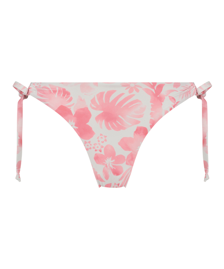 Bas de bikini échancré Tropical, Blanc