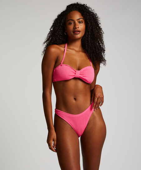 Slip de Bikini Échancrés Crinkle, Rose
